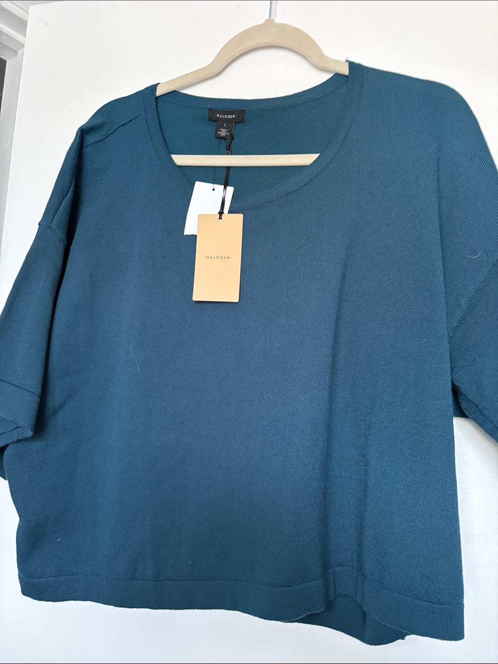 Halogen Teal Short Sleeve Knit Top